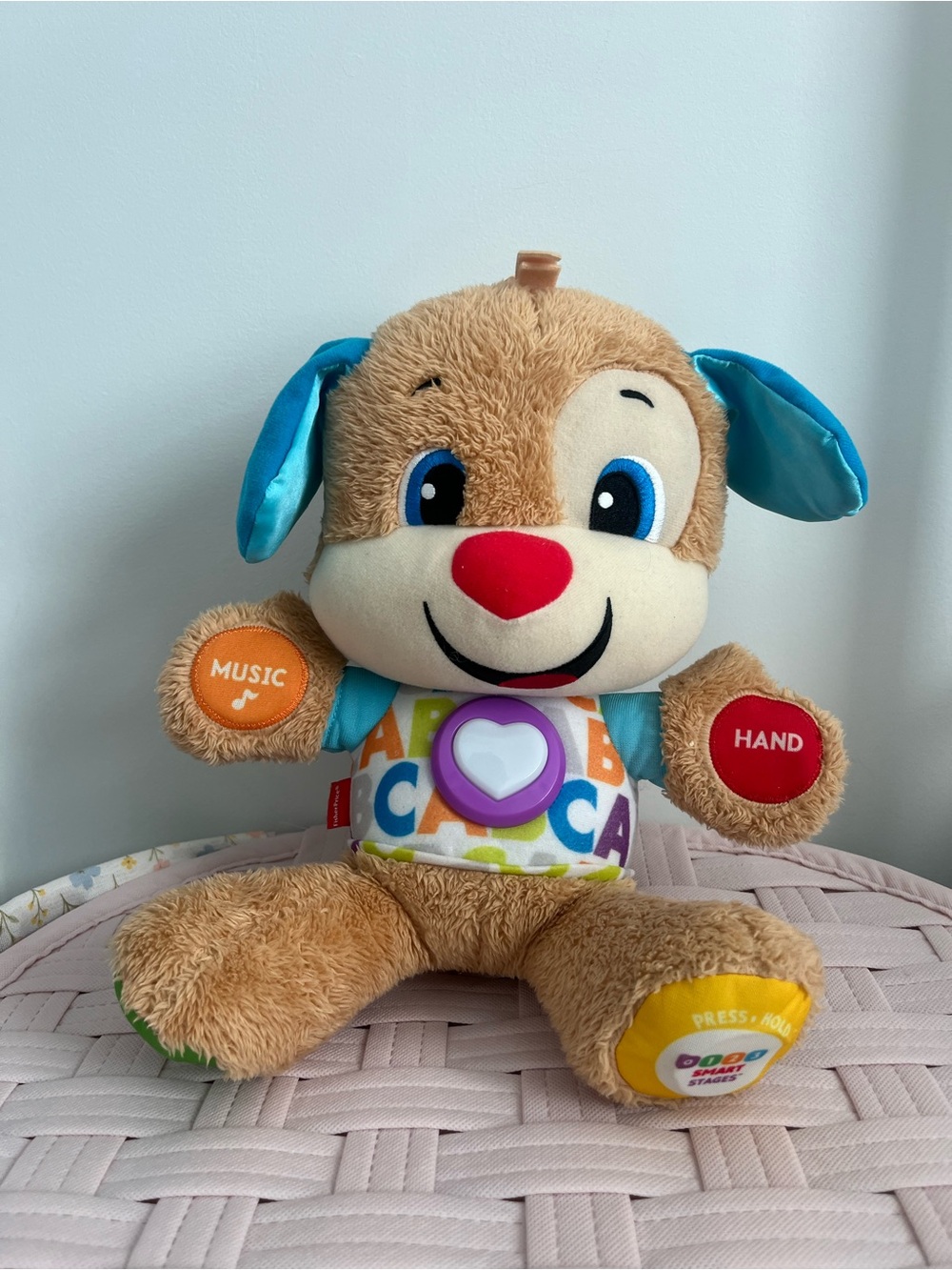 Interactive Learning Puppy Plush Toy - Tan & Blue